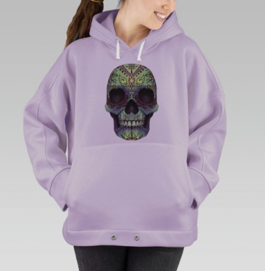 Sugar Skull / Сахарный череп, Hoodie Oversize Fiolet