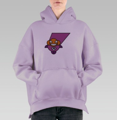 Супергерой в полете с логотипом mj фиолетовый оранжевый, Hoodie Oversize Fiolet, утепленная