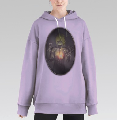 Свет души: стилизованный арт с камерой в груди, Hoodie Long Oversize Fiolet