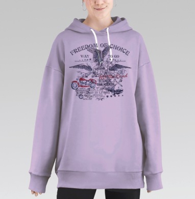 Свободу и дух дальних странствий воплощают орел мотоцикл ретро, Hoodie Long Oversize Fiolet