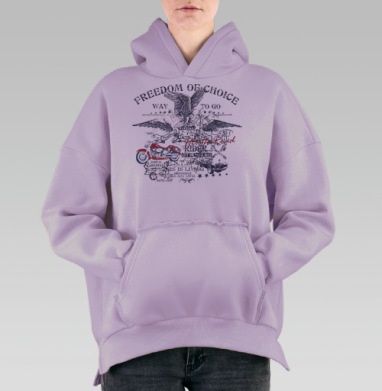 Свободу и дух дальних странствий воплощают орел мотоцикл ретро, Hoodie Oversize Fiolet, утепленная