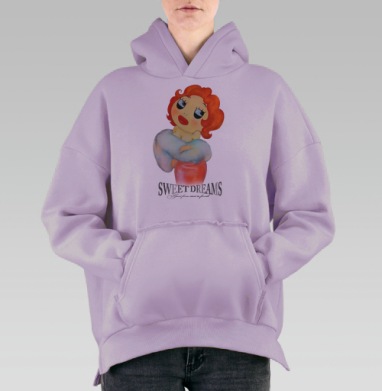 Sweet Dreams / Сладкие сны, Hoodie Oversize Fiolet, утепленная