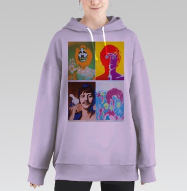 The Beatles Pop-art, Hoodie Long Oversize Fiolet