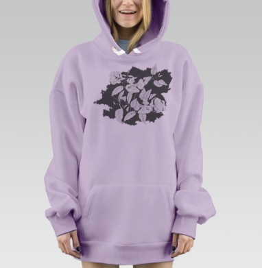 Только белое и черное, Hoodie Mjhigh Dig Mel, Fiolet, утепленная