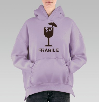 Тропический коктейль хрупкое беречь от влаги, Hoodie Oversize Fiolet, утепленная