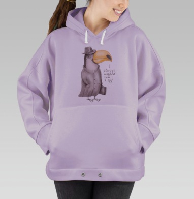 Тукан-шпион в стиле акварели – забавный арт-принт, Hoodie Oversize Fiolet