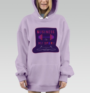 Typographic composition , Busines is my sport / Шрифтовая композиция, Бизнес – мой спорт, Hoodie Mjhigh Dig Mel, Fiolet, утепленная