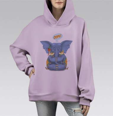 Удачно присел, Hoodie Mono Fiolet, оверсайз, утепленная