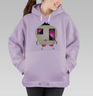 Уникальный абстрактный цыплёнок в поп-арт стиле, Hoodie Oversize Fiolet