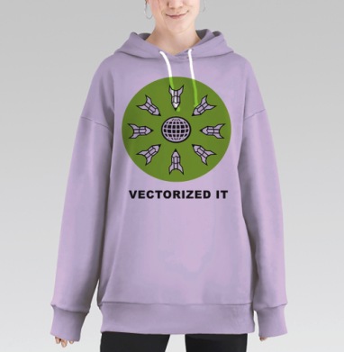 Векторное творчество глобальное влияние карандашей ракеты, Hoodie Long Oversize Fiolet