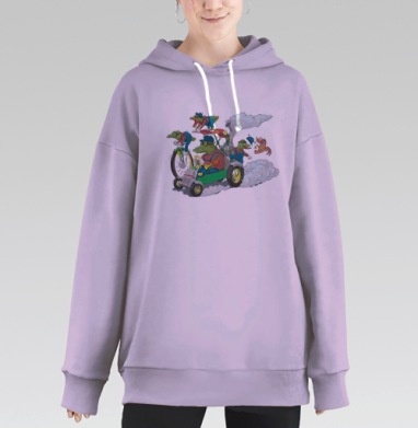 Весёлая гонка крокодилов на необычном транспорте, Hoodie Long Oversize Fiolet