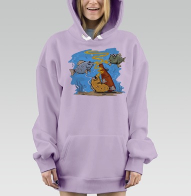 Веселая рыбная вечеринка с пивной бутылкой, Hoodie Mjhigh Dig Mel, Fiolet, утепленная