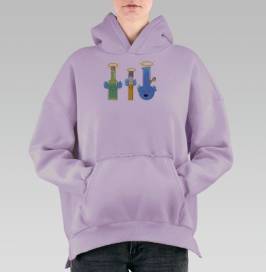 Весёлые ангелы бутылка, сигарета и бонг, Hoodie Oversize Fiolet, утепленная