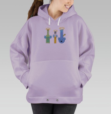 Весёлые ангелы бутылка, сигарета и бонг, Hoodie Oversize Fiolet