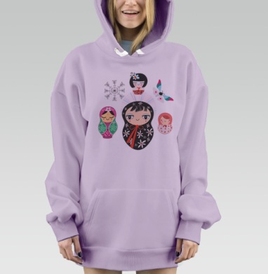 Весёлые матрёшки, Hoodie Mjhigh Dig Mel, Fiolet, утепленная
