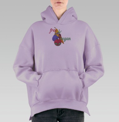 Весёлые веганские герои: Free Vegan, Hoodie Oversize Fiolet, утепленная