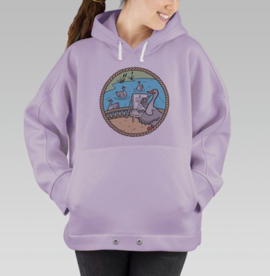 Весёлый гусь-художник: мультяшная картина на пленэре, Hoodie Oversize Fiolet