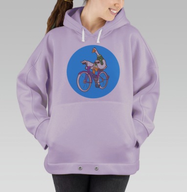 Веселый гусь на велосипеде – яркий мультяшный арт, Hoodie Oversize Fiolet