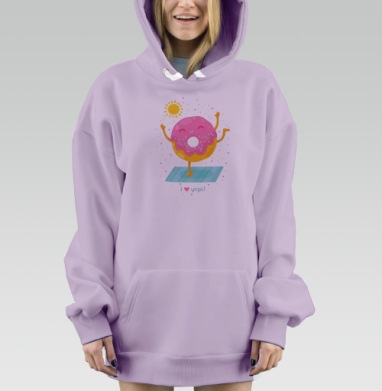 Веселый пончик на занятии йогой, Hoodie Mjhigh Dig Mel, Fiolet, утепленная