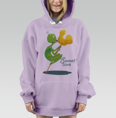 Весёлый зелёный инопланетянин со сладким леденцом, Hoodie Mjhigh Dig Mel, Fiolet, утепленная