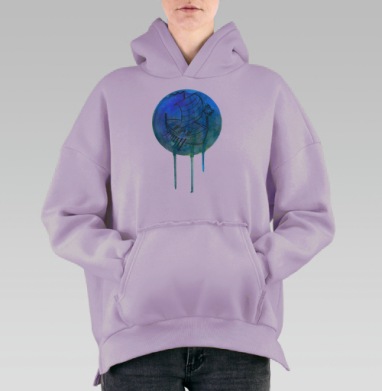 Викингский драккар в акварельной стилистике, Hoodie Oversize Fiolet, утепленная