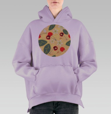 Вишневый сад, Hoodie Oversize Fiolet, утепленная