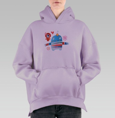 Влюблённые монстрики, Hoodie Oversize Fiolet, утепленная