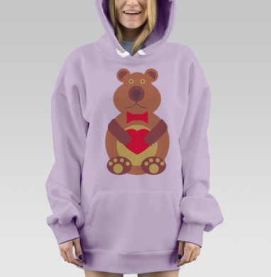 Влюбленный медвежонок, Hoodie Mjhigh Dig Mel, Fiolet, утепленная