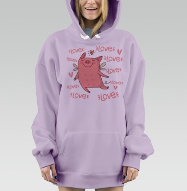 Влюбленный поросенок, Hoodie Mjhigh Dig Mel, Fiolet, утепленная