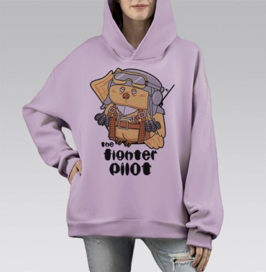 Военный лётчик сова пилот истребитель, Hoodie Mono Fiolet, оверсайз, утепленная