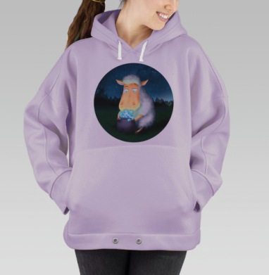 Волшебная овца с сияющими бабочками, Hoodie Oversize Fiolet