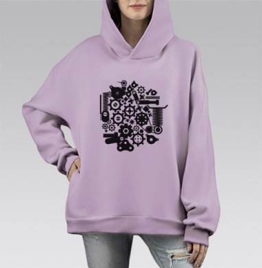 Я-РОБОТ!, Hoodie Mono Fiolet, оверсайз, утепленная
