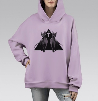 Я - Мистический, Hoodie Mono Fiolet, оверсайз, утепленная