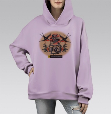 я ловлю момент, Hoodie Mono Fiolet, оверсайз, утепленная