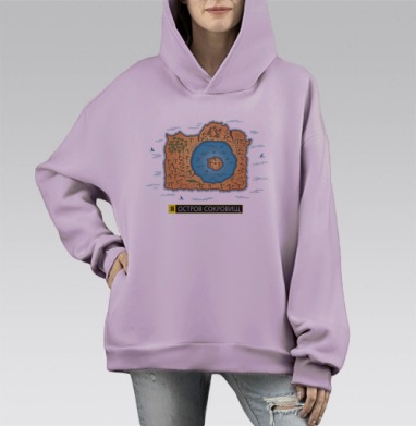Я остров сокровищ, Hoodie Mono Fiolet, оверсайз, утепленная