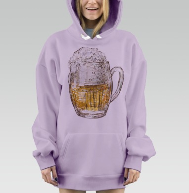 Янтарная кружка пива Beer Time, Hoodie Mjhigh Dig Mel, Fiolet, утепленная