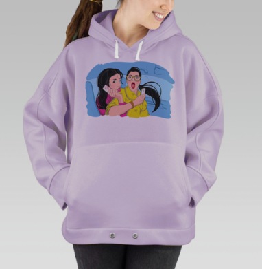 Яркая эмоция разговора по телефону, Hoodie Oversize Fiolet