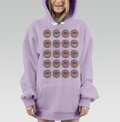 Яркие милые ежики в разноцветных футболках, Hoodie Mjhigh Dig Mel, Fiolet, утепленная