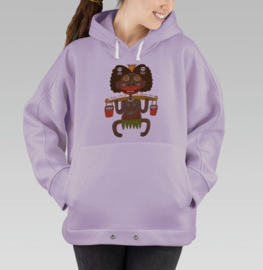 Яркий карикатурный африканский персонаж с коромыслом, Hoodie Oversize Fiolet