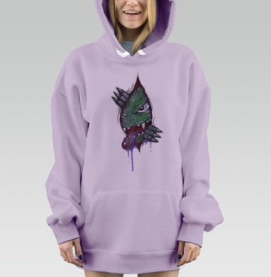 Яркий мультяшный агрессивный монстр, Hoodie Mjhigh Dig Mel, Fiolet, утепленная