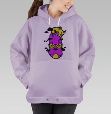 Яркий мультяшный персонаж с тату «Freedom», Hoodie Oversize Fiolet
