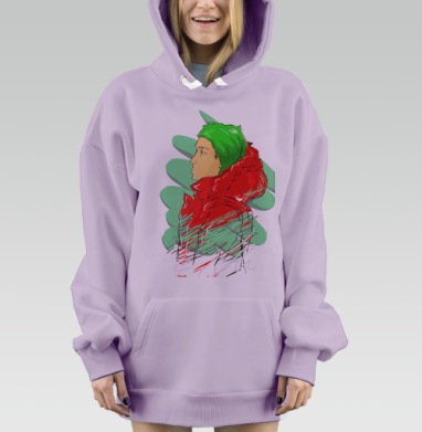 Яркий портрет задумчивого человека в красной куртке, Hoodie Mjhigh Dig Mel, Fiolet, утепленная
