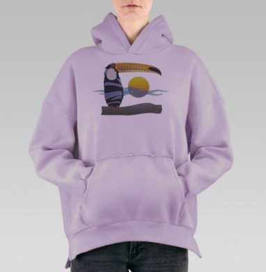 Яркий Тукан на Ветке с Солнцем – Стильный Декор, Hoodie Oversize Fiolet, утепленная
