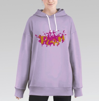 Яркий всплеск розового цвета с надписью SPLASH, Hoodie Long Oversize Fiolet