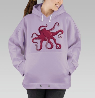 Ярко-красный осьминог для декора и вдохновения, Hoodie Oversize Fiolet