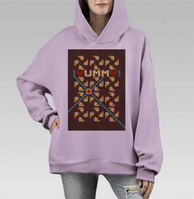 Яркое летнее настроение с вафельными рожками, Hoodie Mono Fiolet, оверсайз, утепленная