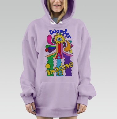 Яркое вдохновляющее панно Wonder & Imagine, Hoodie Mjhigh Dig Mel, Fiolet, утепленная