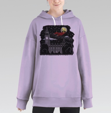 Забавная усатая сюрреалистичная британская луна джентльмен Лондон, Hoodie Long Oversize Fiolet