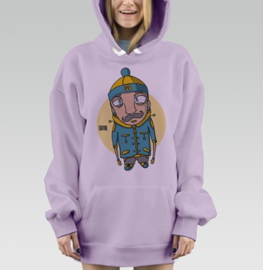 Забавный городской персонаж в голубом и жёлтом, Hoodie Mjhigh Dig Mel, Fiolet, утепленная