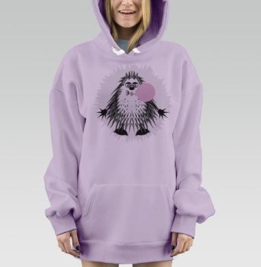 забавный монстрик, Hoodie Mjhigh Dig Mel, Fiolet, утепленная